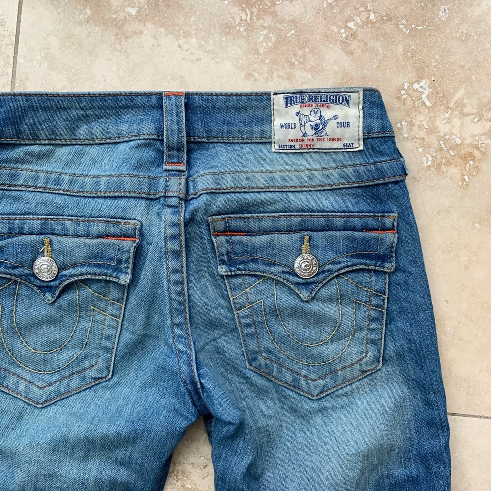 True Religion Low-Rise Blue Jeans